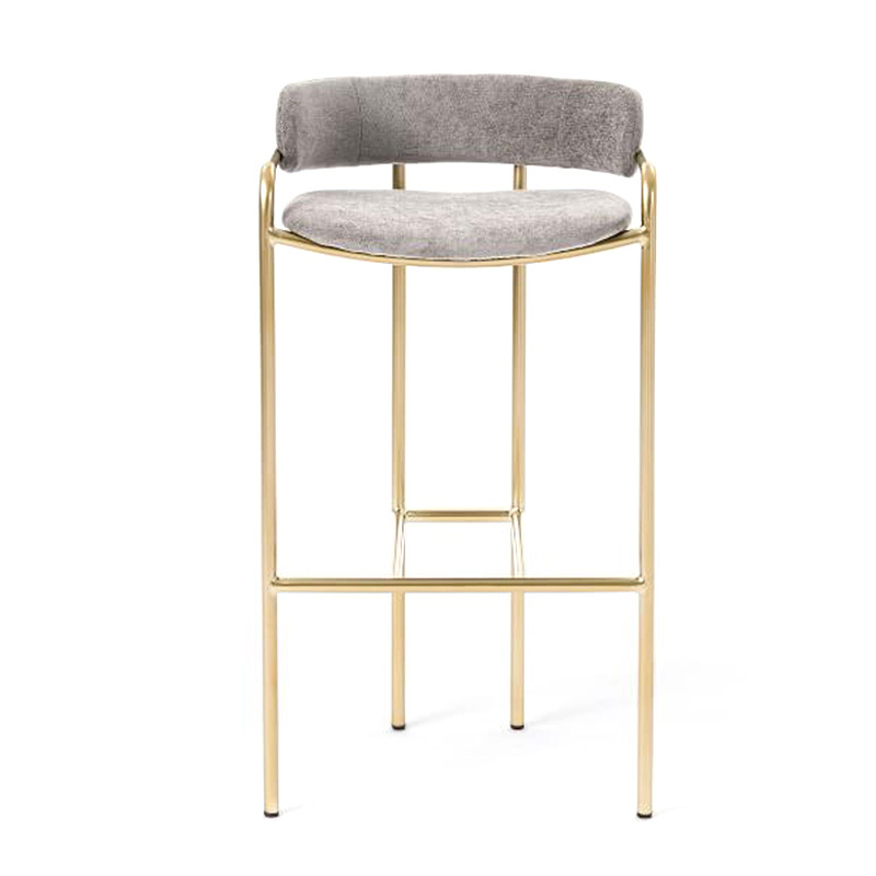 Matte Fabric Bar Chair with Forged Vintage Copper Iron Frame