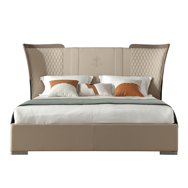 New design black and white wood veneer bedroom bed