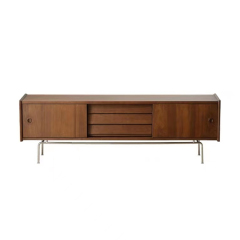 Cherry wood stainless steel legs living room TV cabinet