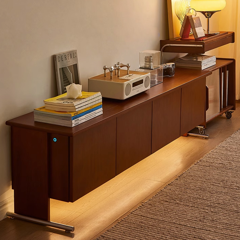 Cherry wood + stainless steel legs modern living room TV cabinet