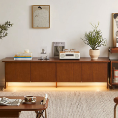 Cherry wood + stainless steel legs modern living room TV cabinet