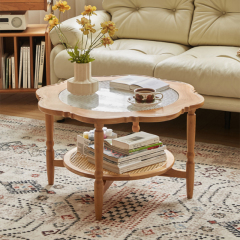 Cherry Wood Lace Modular Coffee Table Set - Elevate Your Living Room Decor