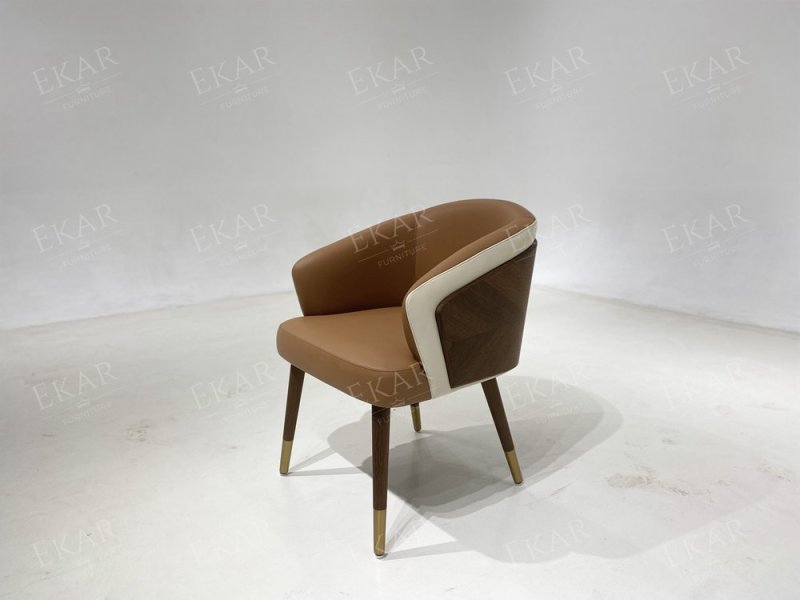 EKAR Chevron Wood Back Dining Chair | Modern Walnut & Leather Dining Chair | EKAR FURNITURE