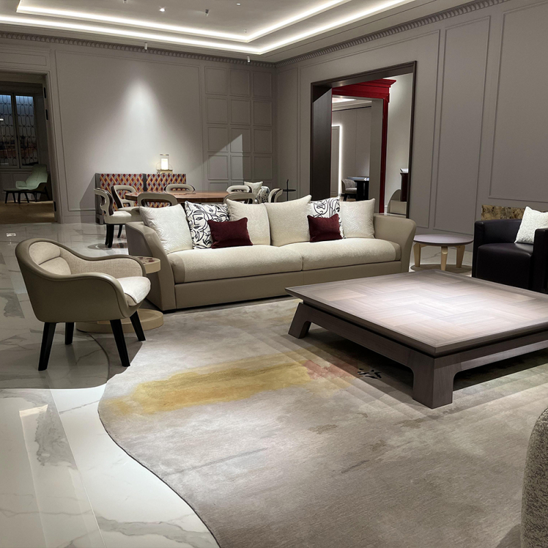 Luxurious modern velvet upholstered chair with gold veneer legs