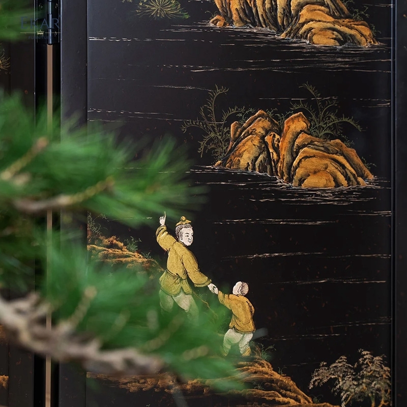 EKAR Atelier Hand-Painted Screen Oriental Art for Living Spaces & Room Dividing EK-ZTDZPF