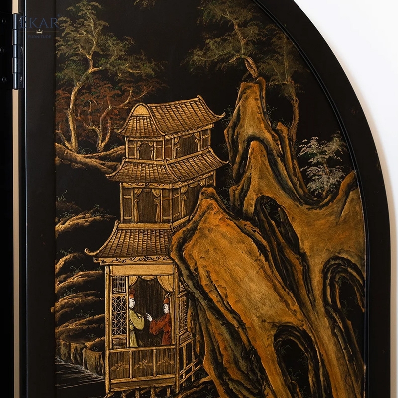 EKAR Atelier Hand-Painted Screen Oriental Art for Living Spaces & Room Dividing EK-ZTDZPF