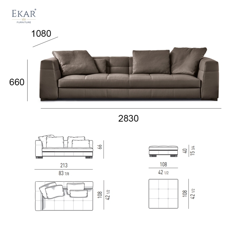 Ekar Furniture Armrest and Metal Leg Sofa