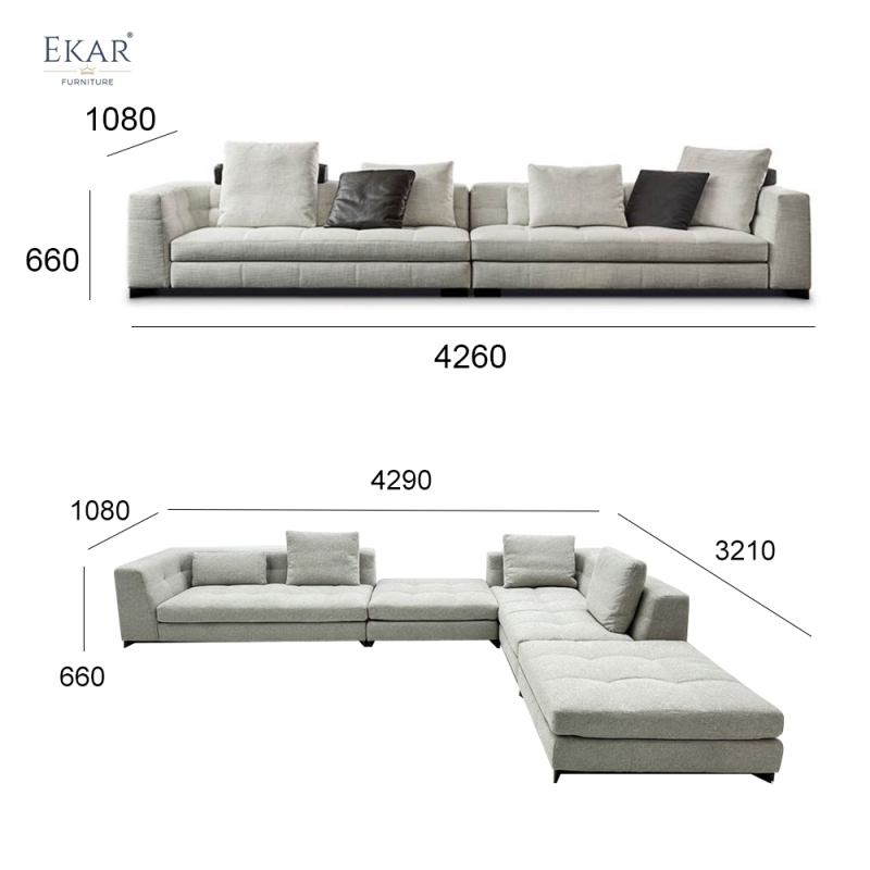 Ekar Furniture Armrest and Metal Leg Sofa