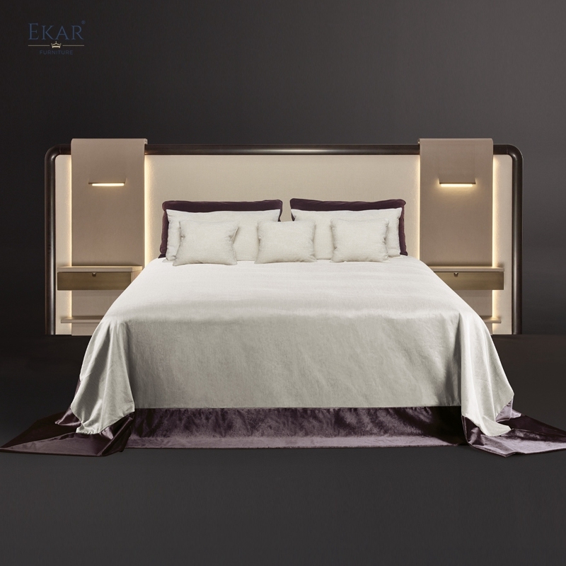 Modern Wide-Headboard Bed with LED Lighting | Luxury Bedroom Furniture | EKAR FURNITURE