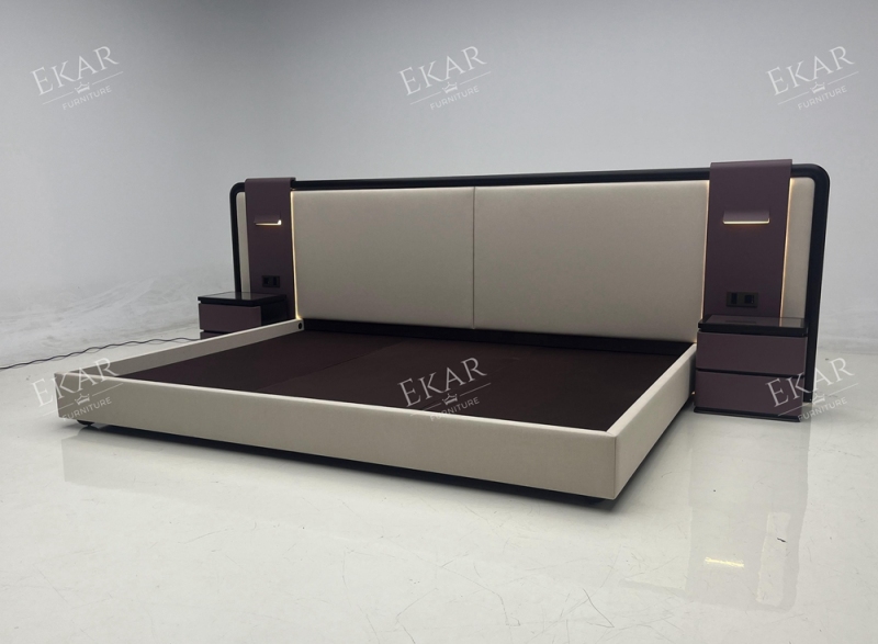 Modern Wide-Headboard Bed with LED Lighting | Luxury Bedroom Furniture | EKAR FURNITURE