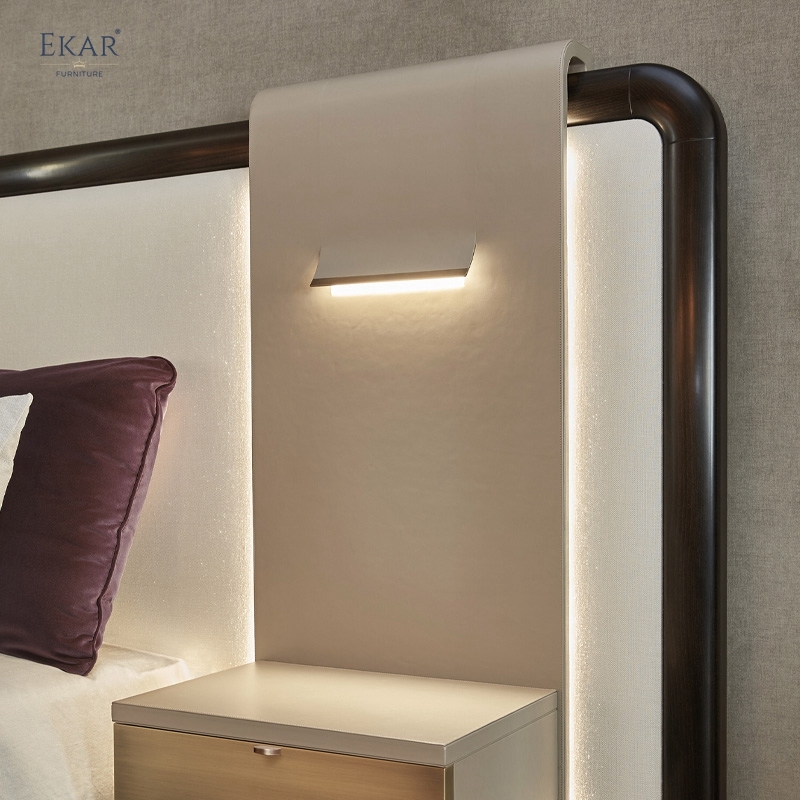 Modern Wide-Headboard Bed with LED Lighting | Luxury Bedroom Furniture | EKAR FURNITURE