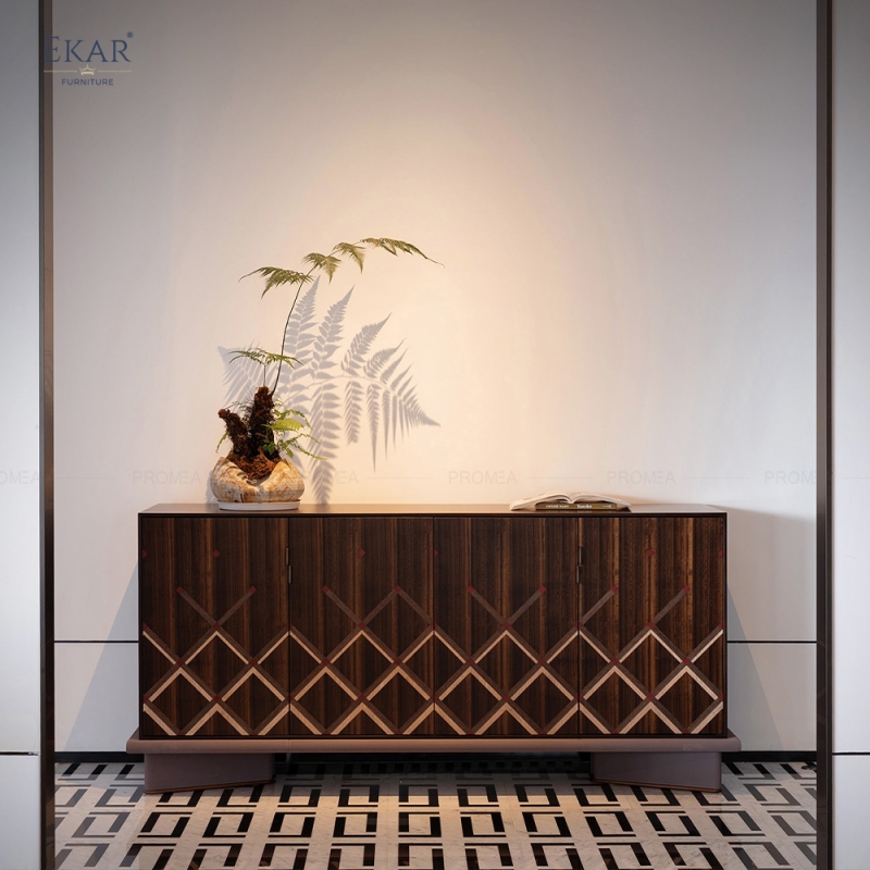EKAR Lattice Solid Wood Sideboard Cabinet | Modern Art Deco Bedroom & Living Room Storage Cabinet
