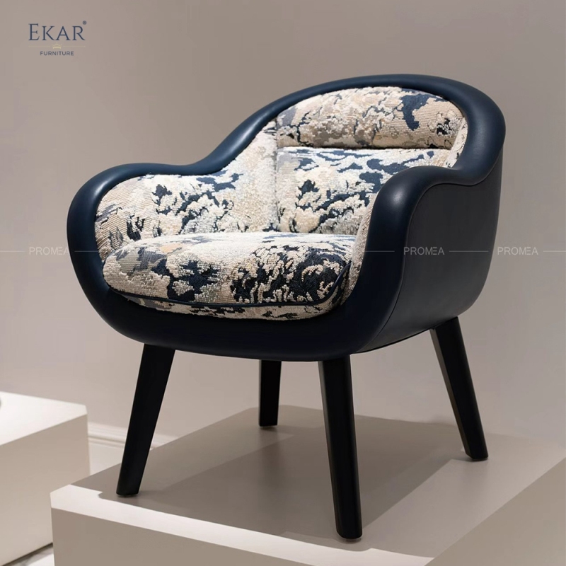 Luxurious modern velvet upholstered chair with gold veneer legs