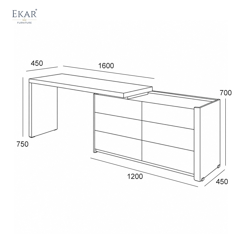 Viera Modular Vanity Desk & Dresser — Two-Tone Makeup Dressing Table with 6 Drawers
