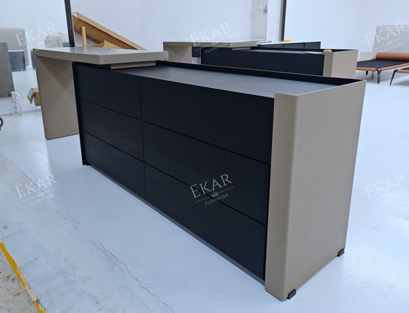 Viera Modular Vanity Desk & Dresser — Two-Tone Makeup Dressing Table with 6 Drawers