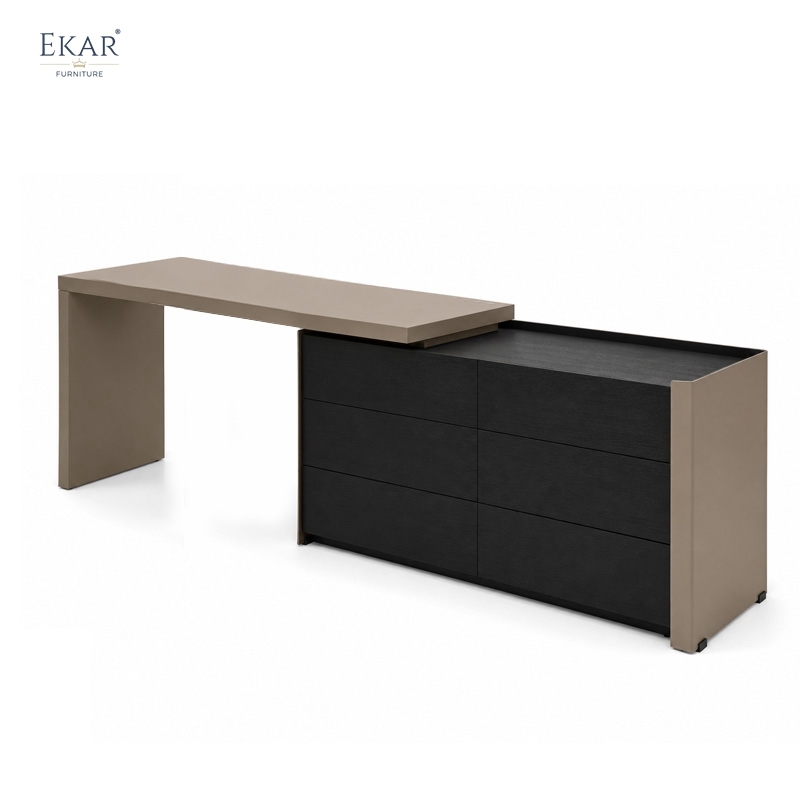 Viera Modular Vanity Desk & Dresser — Two-Tone Makeup Dressing Table with 6 Drawers