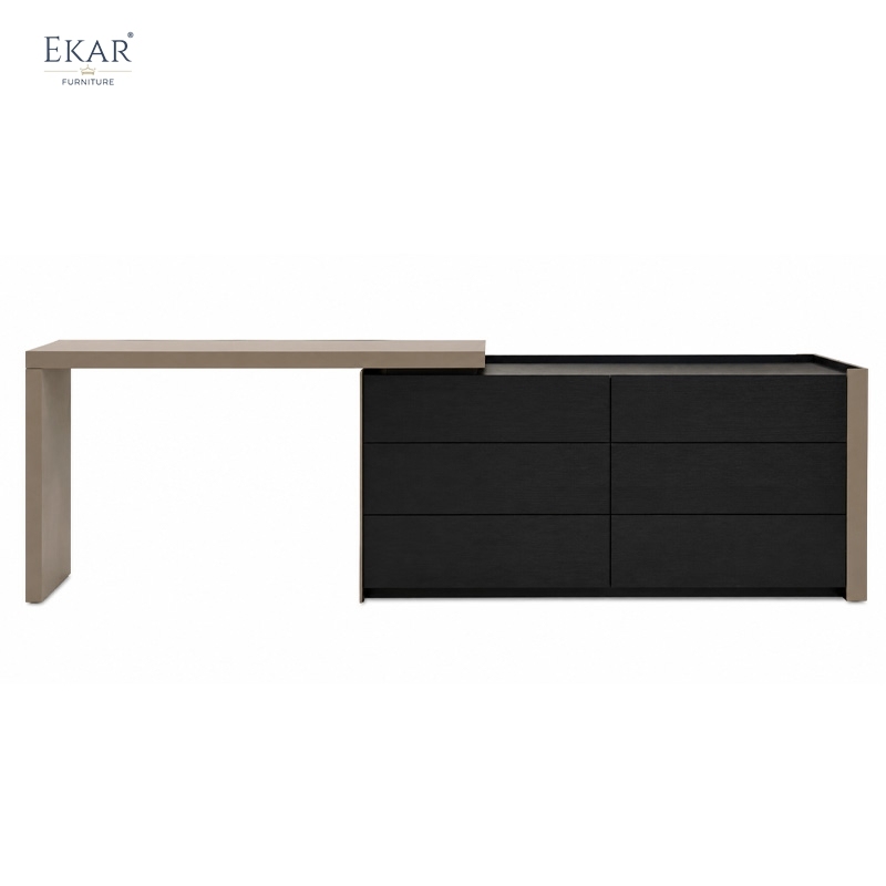 Viera Modular Vanity Desk & Dresser — Two-Tone Makeup Dressing Table with 6 Drawers