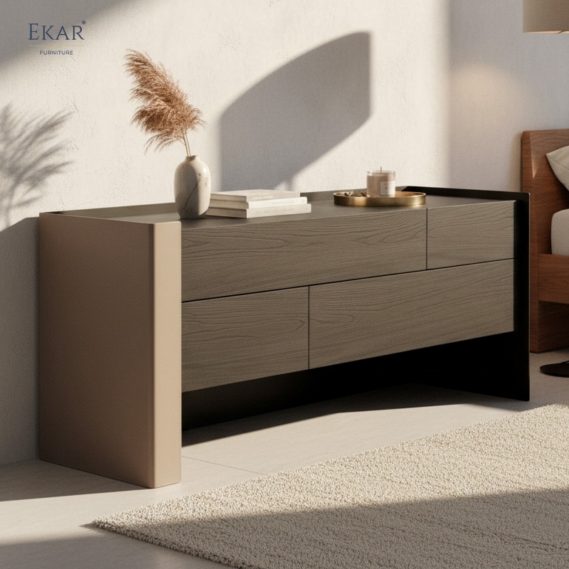 Dualplane Bedroom Dresser | Modern Minimalist Chest of Drawers with Two-Tone Finish | EKAR FURNITURE