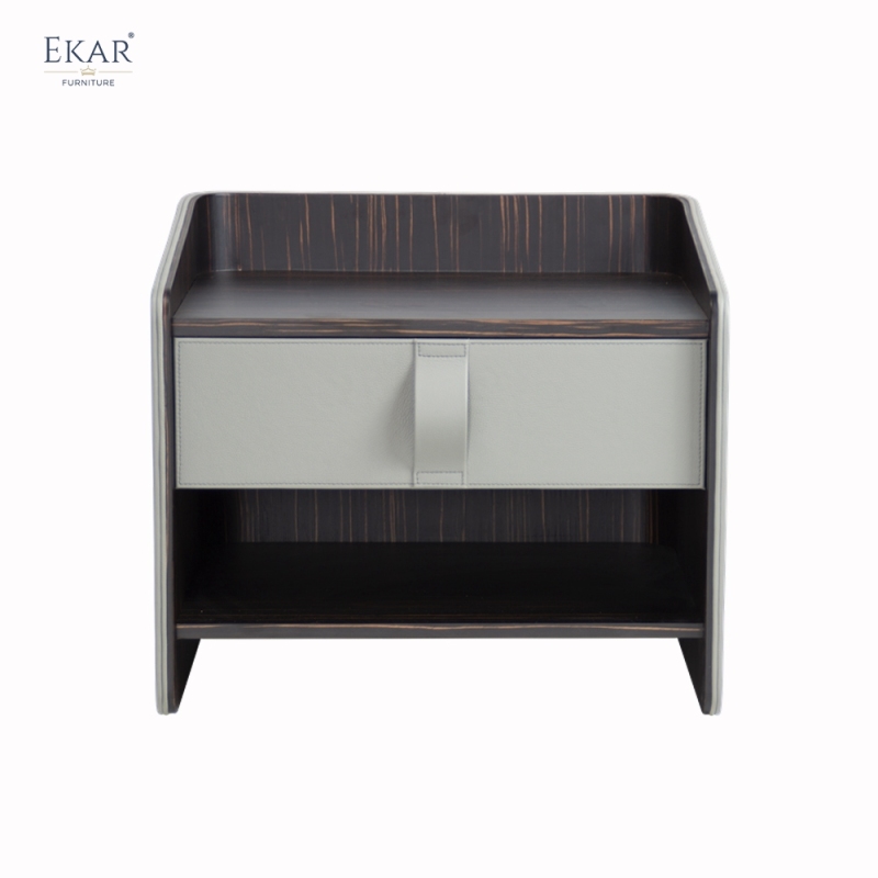EKAR Minimalist Leather-Wrapped Nightstand - Modern Luxury Bedside Table