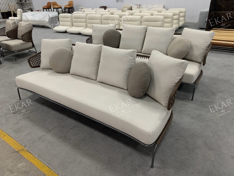 Modern Lounge Ourdoor Sofas with Metal Legs Luxury Outdoor Furniture