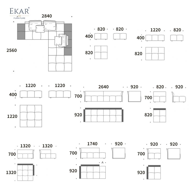 ModuFlex Cubist Modern Sectional Sofa | Modular Living Room Upholstery by EKAR FURNITURE