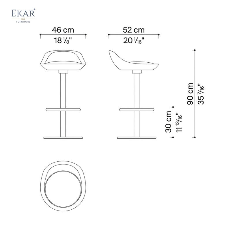 Modern Swivel Bar Stool with Studded Seat – Adjustable Bar Chair for Home Bar & Kitchen | EKAR Furniture