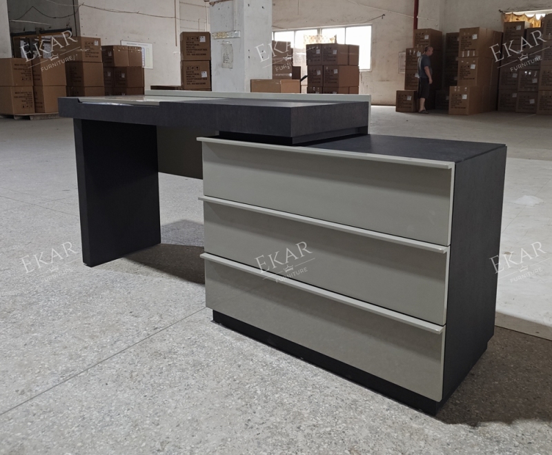 Modern Two-Tone Dressing Table with Hidden Mirror – Vanity Desk with Drawer Chest | EKAR Furniture
