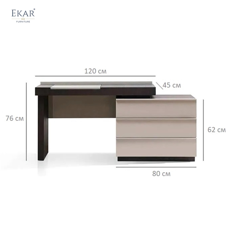 Modern Two-Tone Dressing Table with Hidden Mirror – Vanity Desk with Drawer Chest | EKAR Furniture