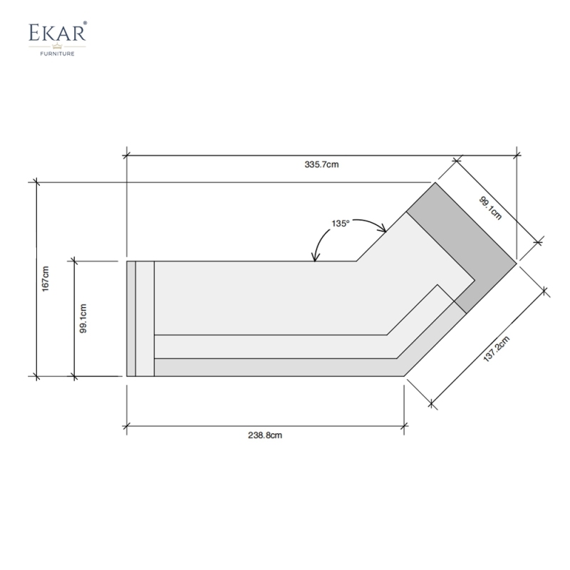 Modern L-Shaped Sectional Sofa – Minimalist Fabric Corner Sofa with Side Table | EKAR Furniture