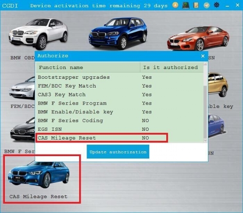 Авторизация сброса пробега CAS для ключевого программатора BMW MSV80 CGDI Prog