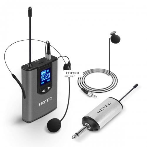 Hotec UHF Wireless Headset Microphone/Lavalier Lapel Mic ...