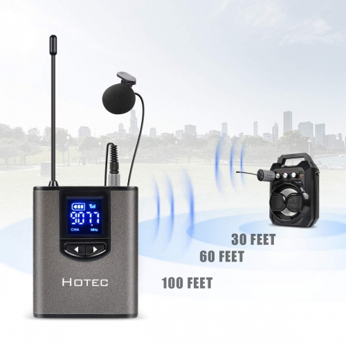 Hotec UHF Wireless Headset Microphone/Lavalier Lapel Mic with Bodypack
