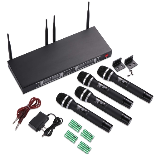 Hotec 4Channel Wireless Microphone System with 4 Handheld Mics and