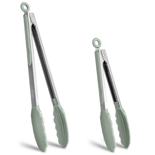 HOTEC Silicone Kitchen Tongs-Light Green