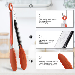 HOTEC Silicone Kitchen Tongs-Orange