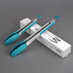 HOTEC Silicone Kitchen Tongs-Turquoise