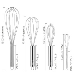 HOTEC 4 Pieces Stainless Steel Whisks Set