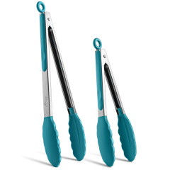 HOTEC Silicone Kitchen Tongs-Turquoise