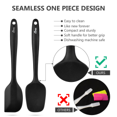 HOTEC Food Grade Silicone Rubber Spatula Set Kitchen Utensils for Baking, Cooking, and Mixing High Heat Resistant Non Stick Dishwasher Safe BPA-Free Black Set of 5