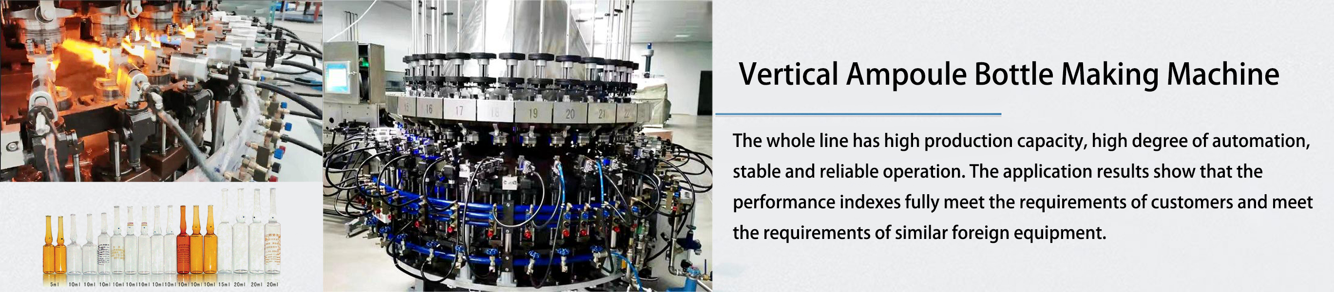 Vertical ampoule bottle making machine