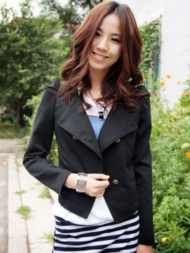 UNM~Women's short suit A buckle lape coat