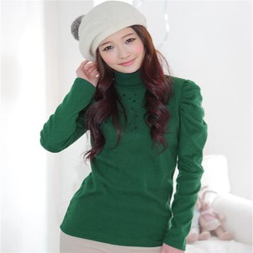 UNM~Women's Knitted beading Puff Sleeve Blouse