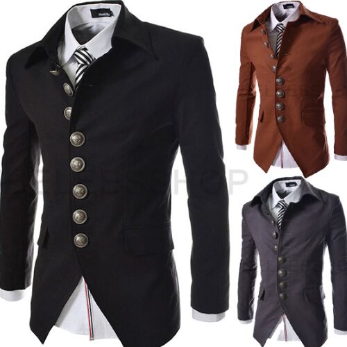 UNM~Men's single row multi-grain lapel retro small suit Coat