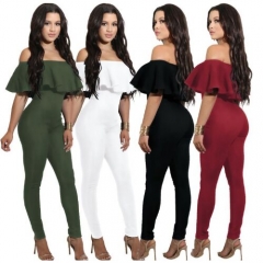 UNM~Women's Ruffle strapless Slim Jumpsuit