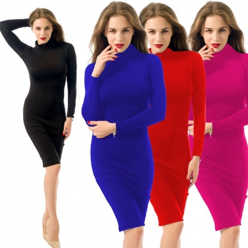 UNM~Women's Women's long-sleeved sexy solid color Dress