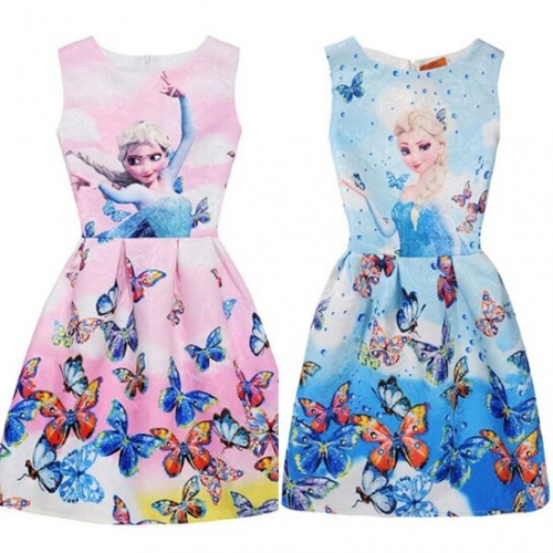 UNM~Children's Printed sleeveless Puff individual girl vest Dress