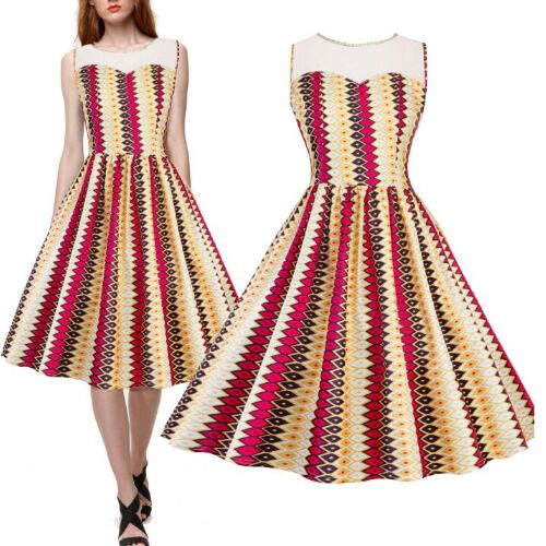 UNM~Women's Net yarn geometric pattern diamond print Dress