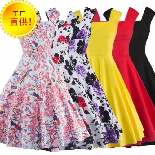 UNM~Women's Dress  Printed straps waist Dress