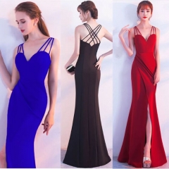 UNM~Women's Fishtail deep V-neck party long evening Dress