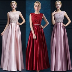 UNM~Women's sleeveless Lace stitching red party wedding dress